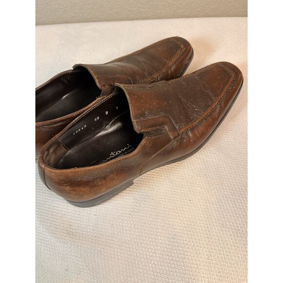 SANTONI Men's Dark Brown Leather Blaze Venetian Loafer Dress Shoe 9 US D - Picture 4 of 14